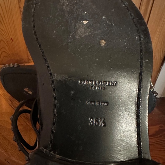 Saint Laurent Leather Patterned Moto Boots - Picture 6 of 9